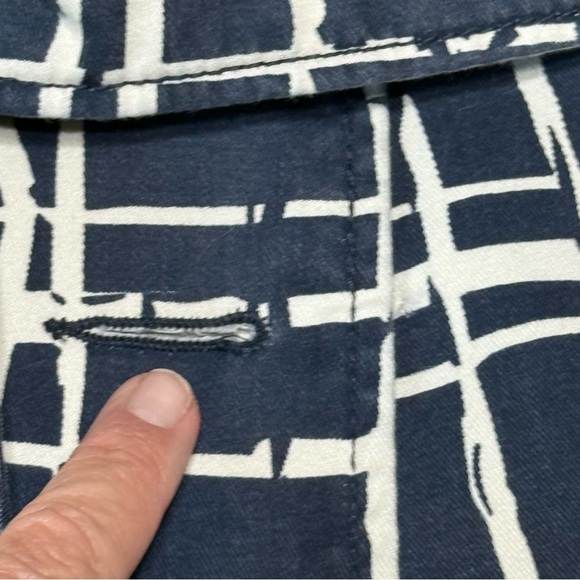 Merona Navy and White Geometric Jacket with Orange Lining and Belt - Picture 8 of 8